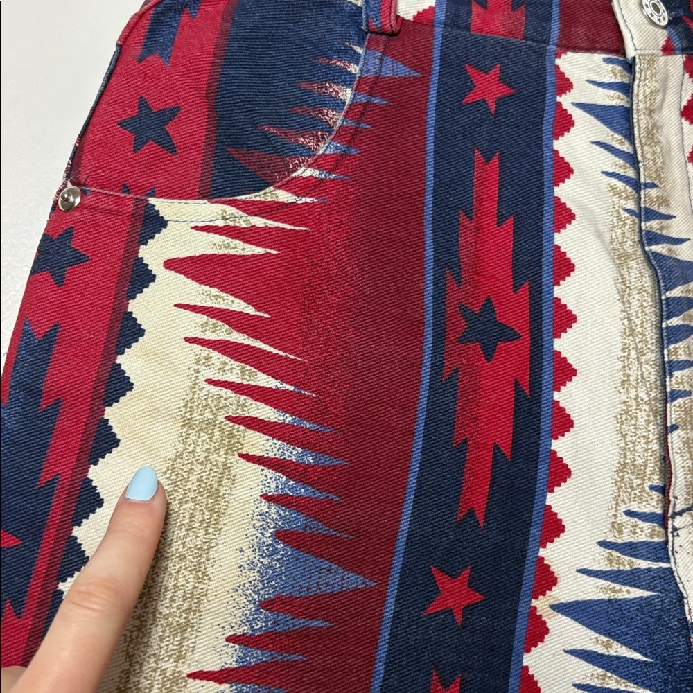 Vintage High Waisted Southwest Tribal Western Y2K Star Stripe Shorts size 7 - Picture 8 of 10